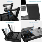 Foldable Laptop Table Bed Notebook Desk with Cooling Fan Mouse Board
