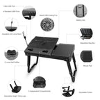 Foldable Laptop Table Bed Notebook Desk with Cooling Fan Mouse Board