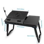 Foldable Laptop Table Bed Notebook Desk with Cooling Fan Mouse Board