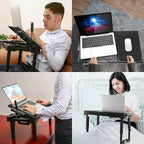 Foldable Laptop Table Bed Notebook Desk with Cooling Fan Mouse Board