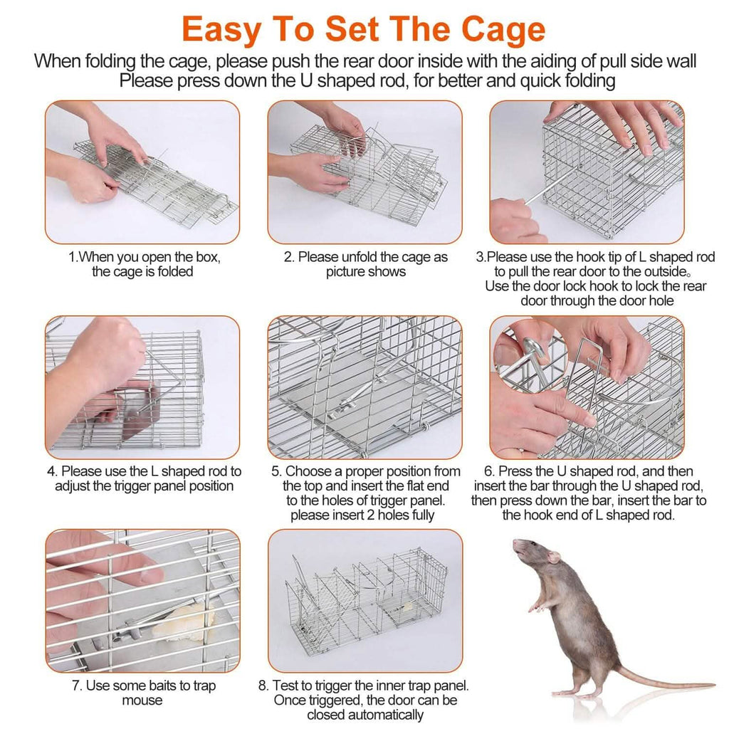 Foldable Rat Trap Cage Humane Live Rodent Trap Cage