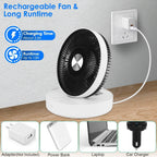 Foldable Rechargeable LED Desk Fan Wall Mounted with Magnetic Remote