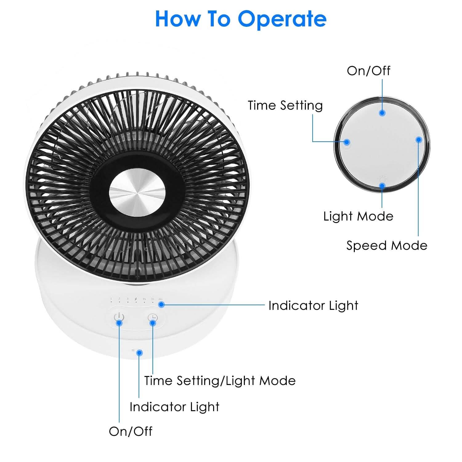Foldable Rechargeable LED Desk Fan Wall Mounted with Magnetic Remote