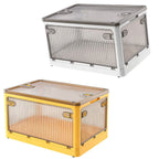 Foldable Storage Bins with Lid 4 Doors Collapsible Stackable with Lock