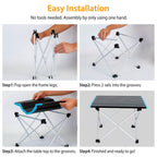 Folding Camping Table Aluminum Alloy Collapsible with Carry Bag