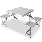 Folding Picnic Table with 4 Seats and Umbrella Hole