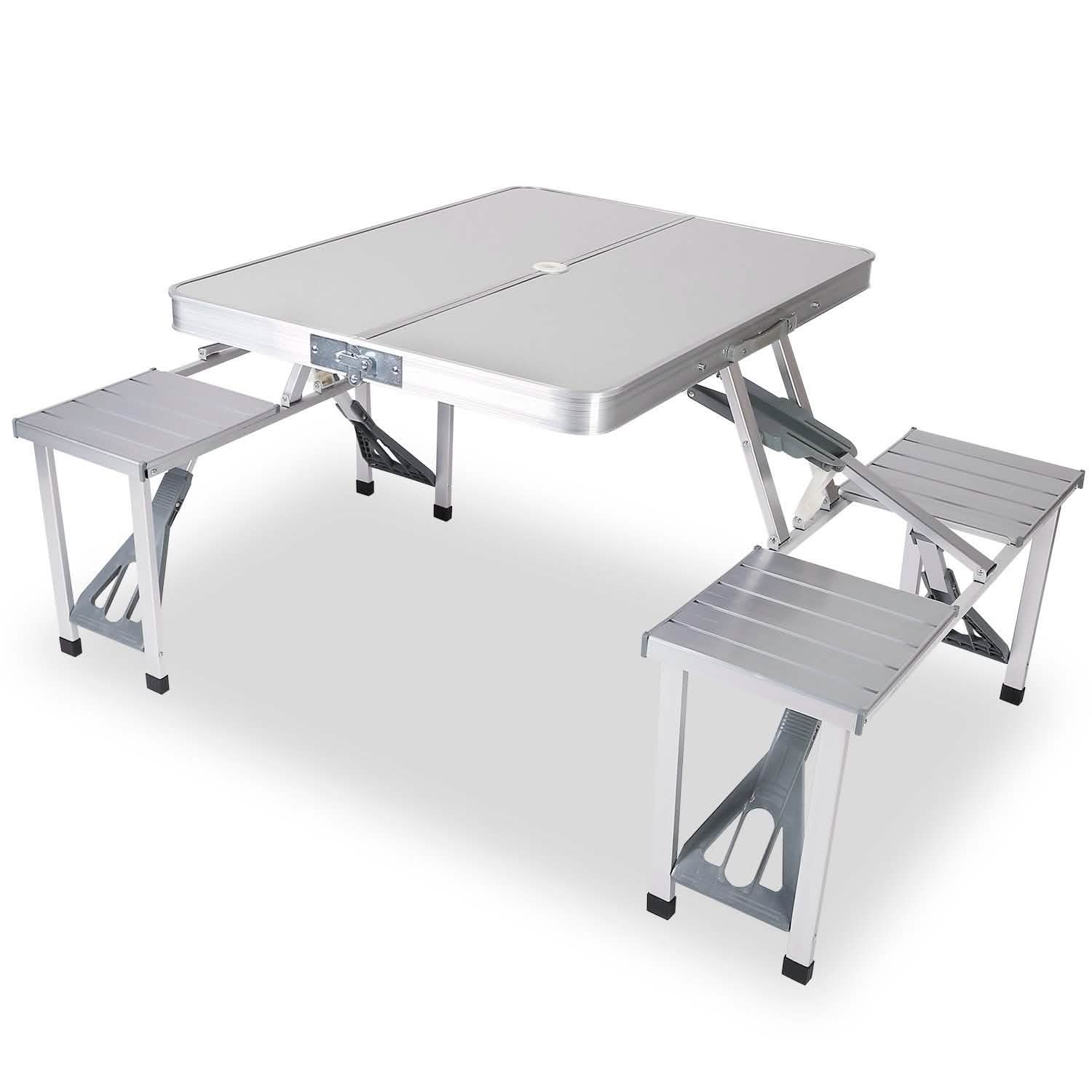 Folding Picnic Table with 4 Seats and Umbrella Hole