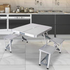 Folding Picnic Table with 4 Seats and Umbrella Hole