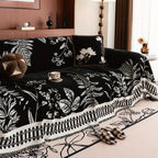 Botanical Leaf Pattern Chenille Throw for Furniture