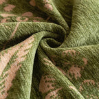 Botanical Leaf Pattern Chenille Throw for Furniture