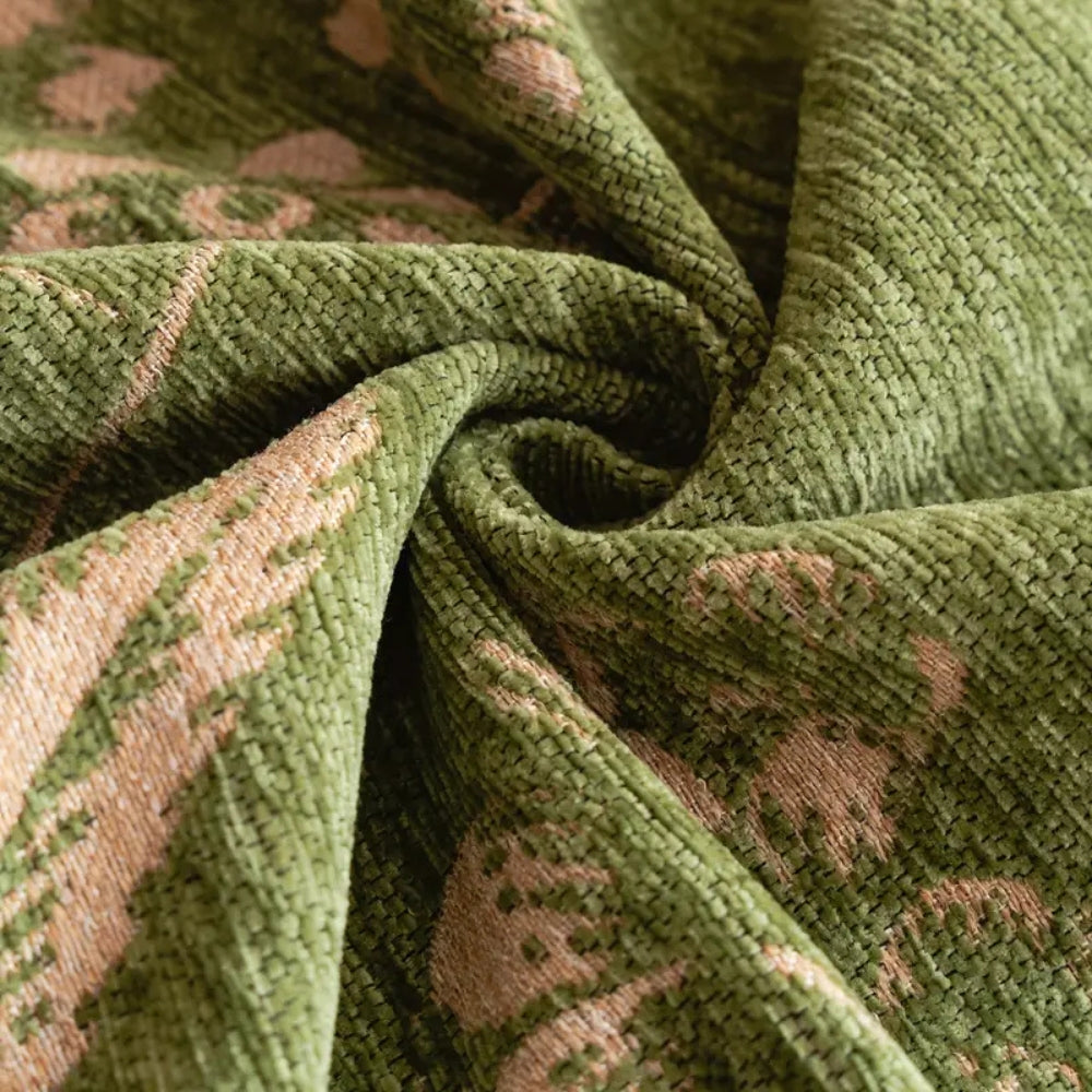 Botanical Leaf Pattern Chenille Throw for Furniture