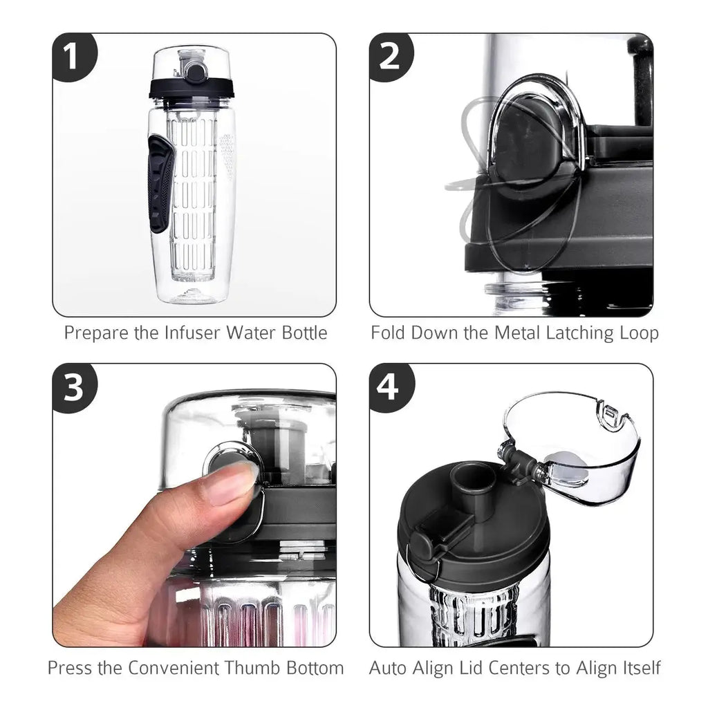 Fruit Infuser Bottle with Long Infuser Case and Time Indicator