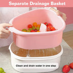Fruit, Vegetable Manual Washing Spinner with Brush Hand Crank
