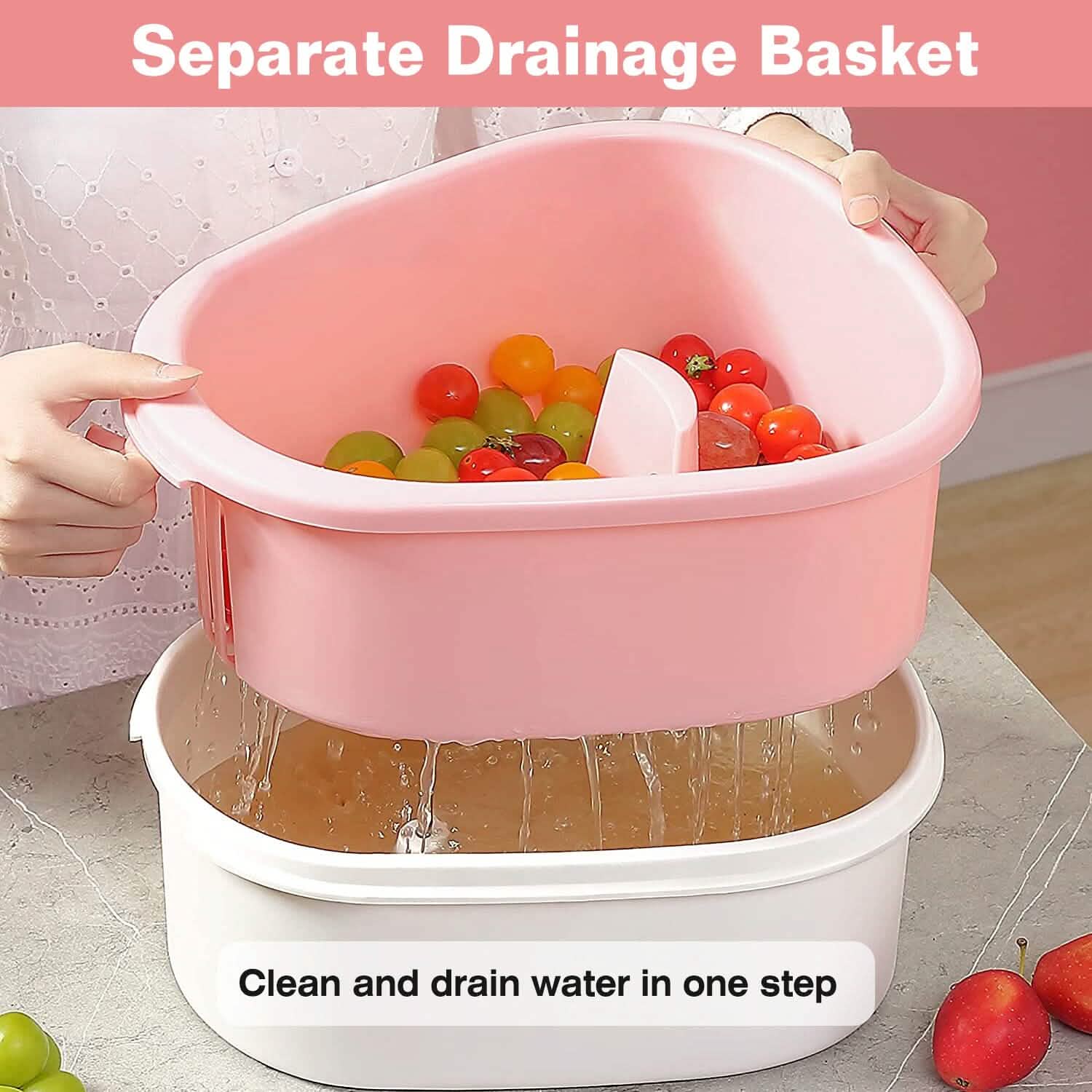 Fruit, Vegetable Manual Washing Spinner with Brush Hand Crank