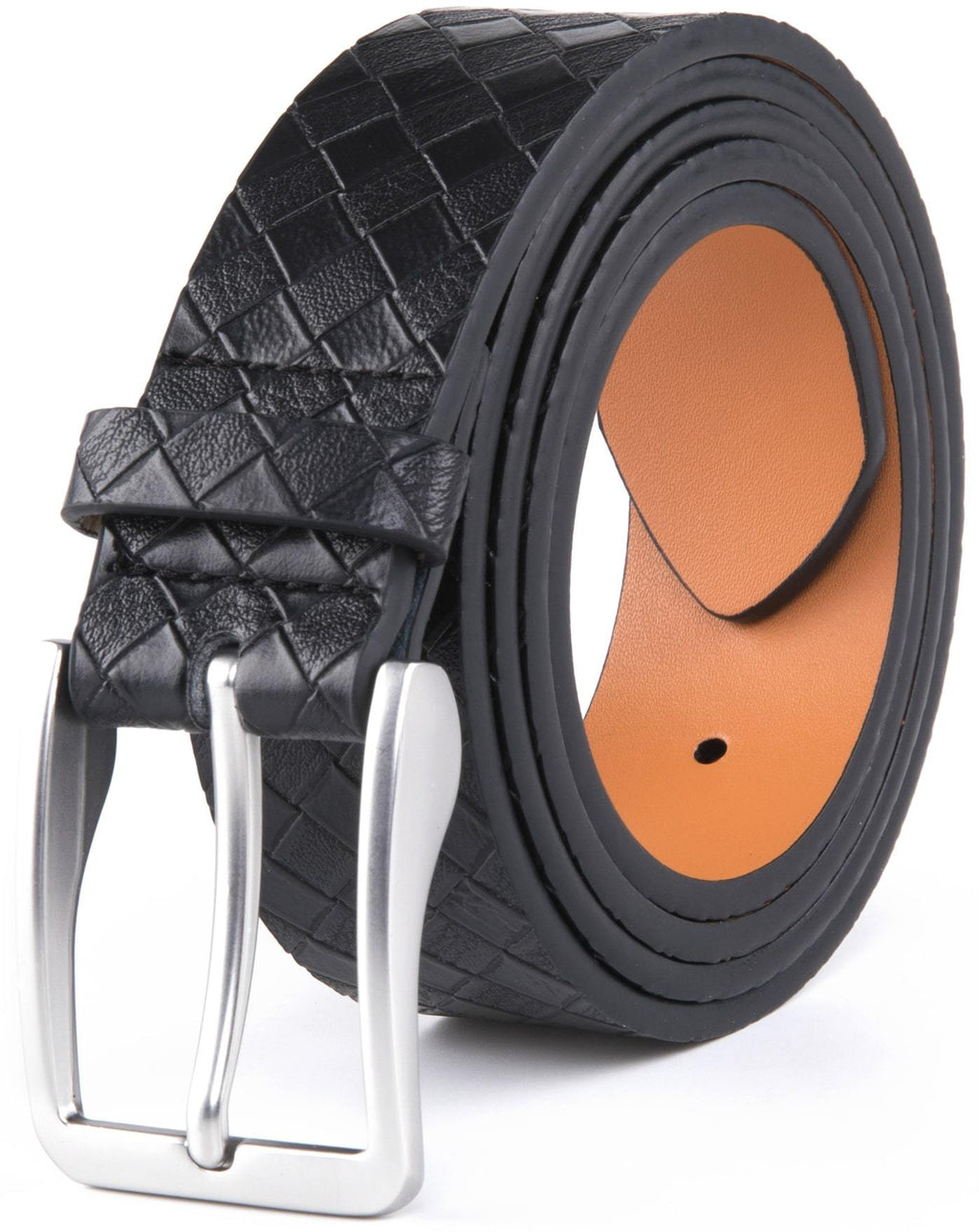 Genuine Split Leather Belt for Men – Brushed Buckle, 1.3" Strap
