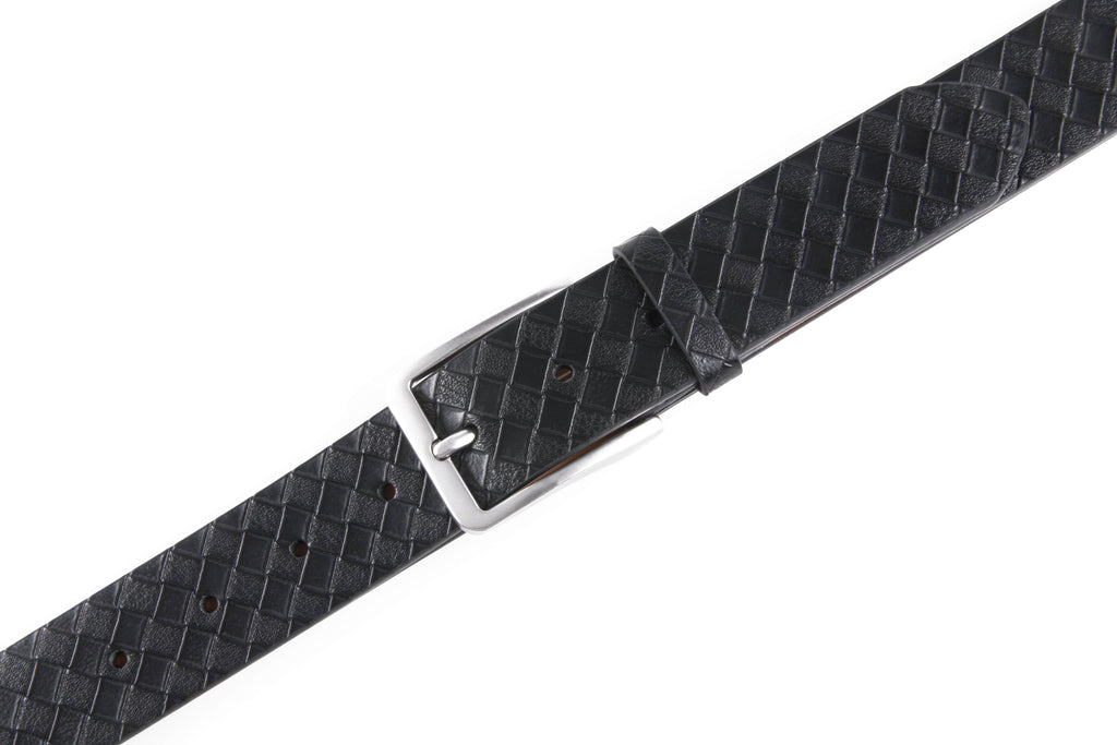 Genuine Split Leather Belt for Men – Brushed Buckle, 1.3" Strap