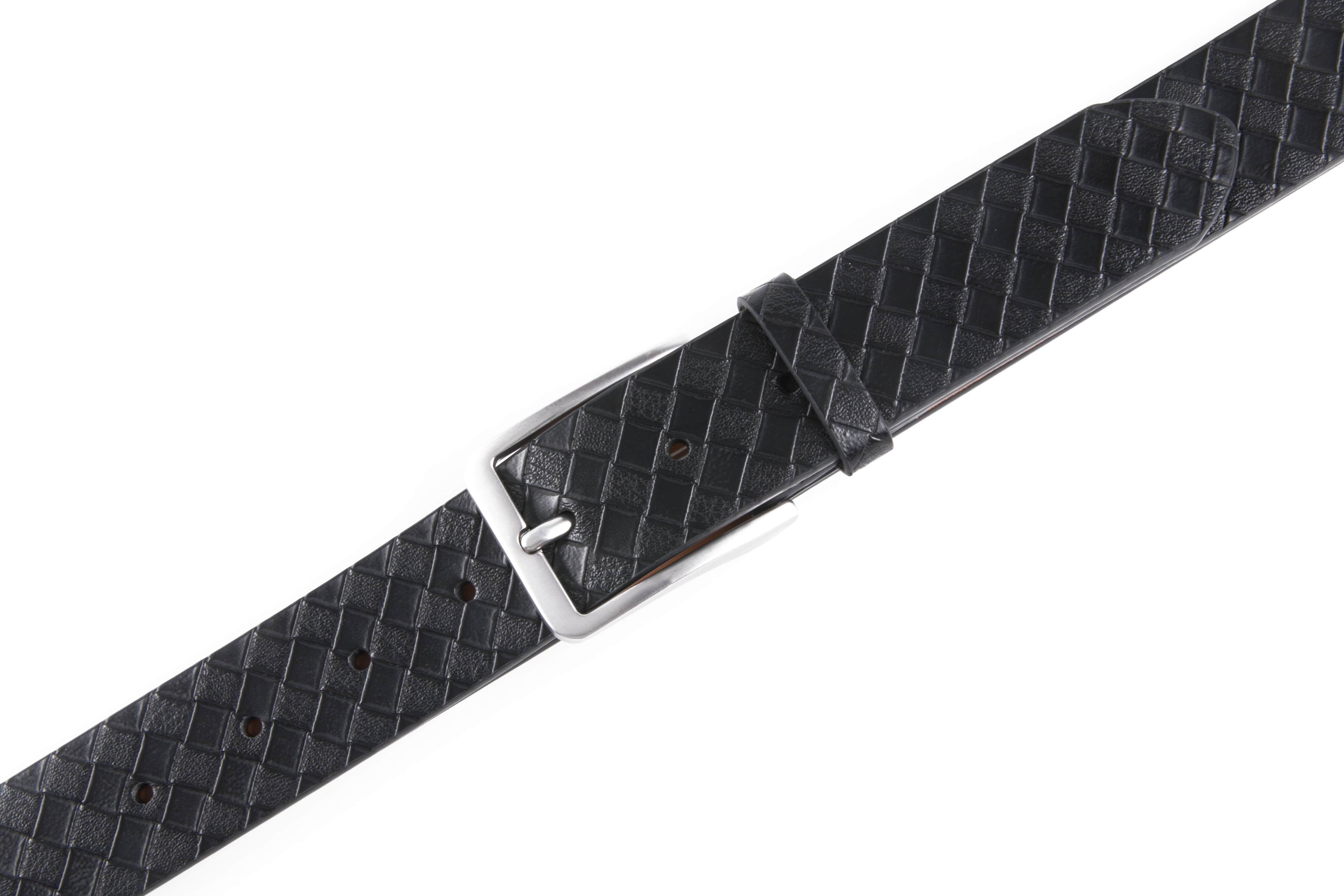Genuine Split Leather Belt for Men – Brushed Buckle, 1.3" Strap