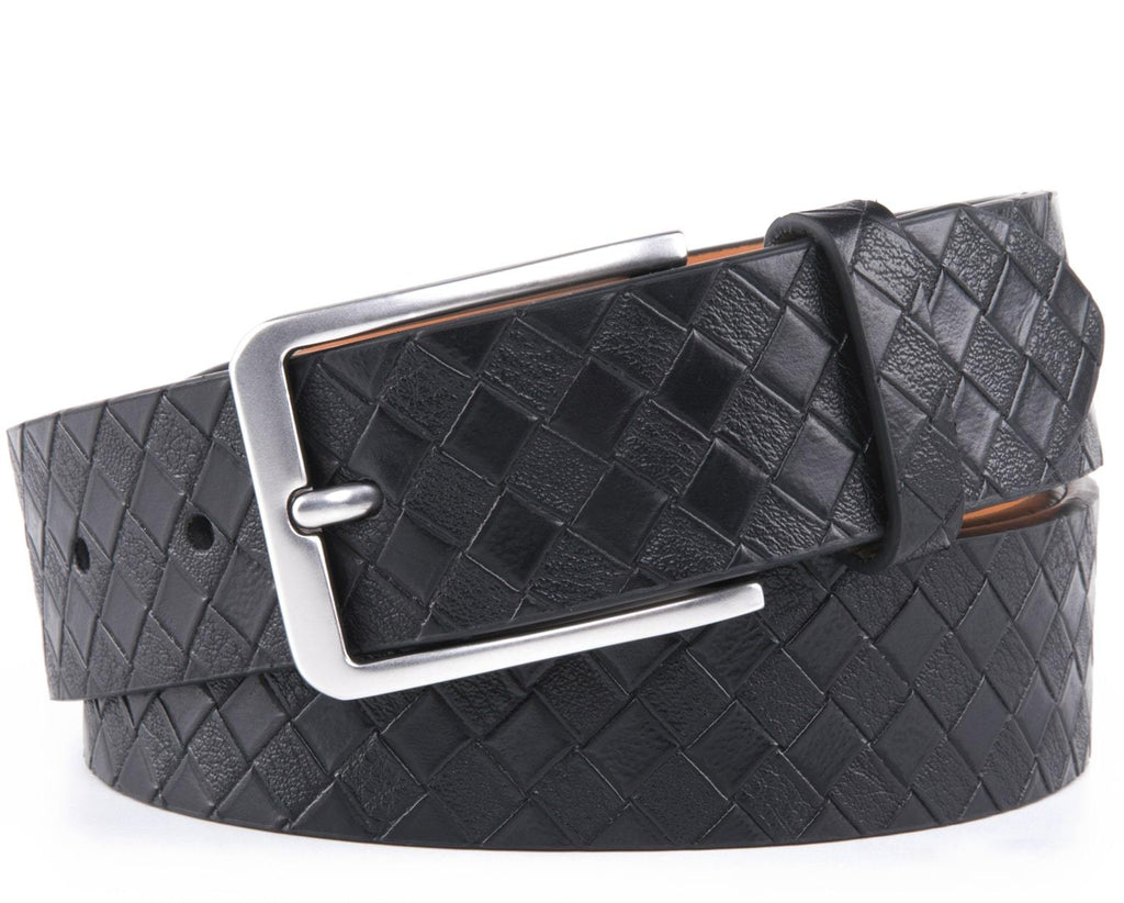 Genuine Split Leather Belt for Men – Brushed Buckle, 1.3" Strap