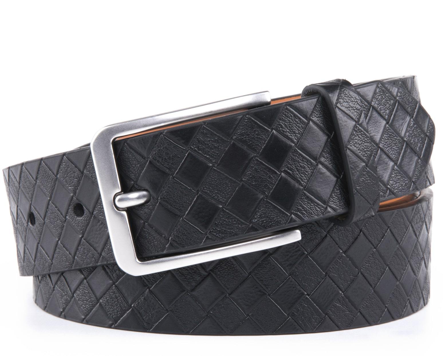 Genuine Split Leather Belt for Men – Brushed Buckle, 1.3" Strap