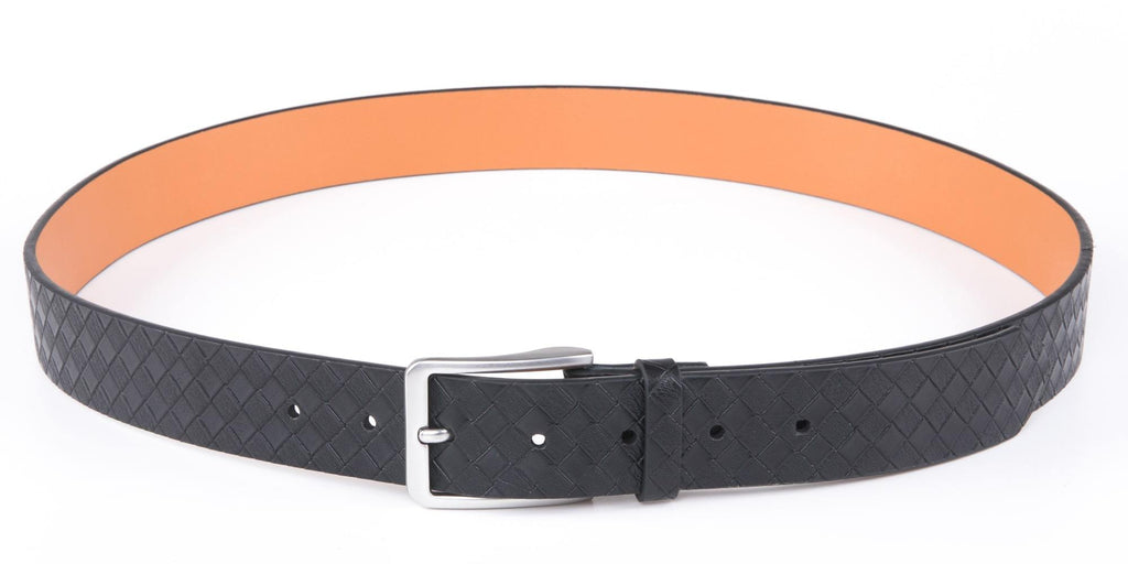 Genuine Split Leather Belt for Men – Brushed Buckle, 1.3" Strap