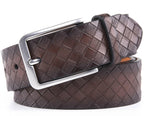 Genuine Split Leather Belt for Men – Brushed Buckle, 1.3" Strap