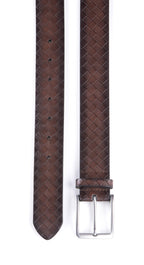 Genuine Split Leather Belt for Men – Brushed Buckle, 1.3" Strap