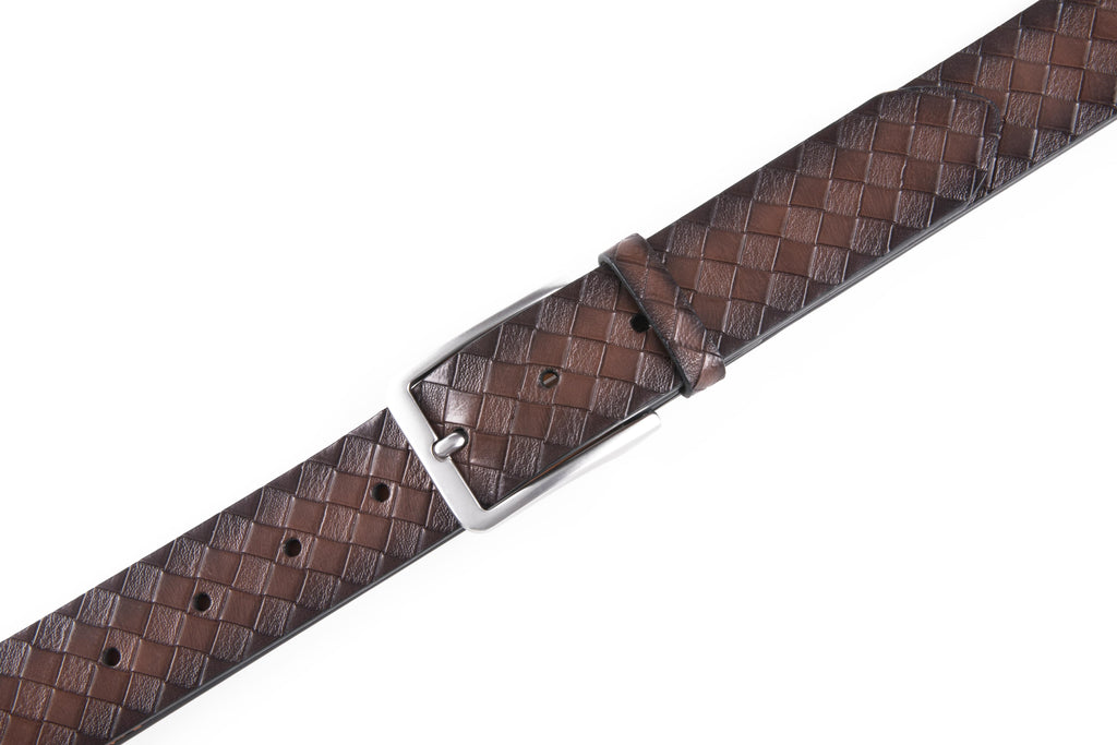 Genuine Split Leather Belt for Men – Brushed Buckle, 1.3" Strap