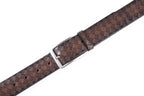 Genuine Split Leather Belt for Men – Brushed Buckle, 1.3" Strap
