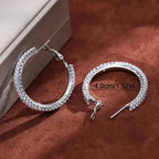 Full Rectangular Shiny Synthetic Zirconia Decorative Hoop Earrings