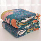 Botanical Print Cotton Gauze Throw Blanket