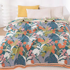 Botanical Print Cotton Gauze Throw Blanket