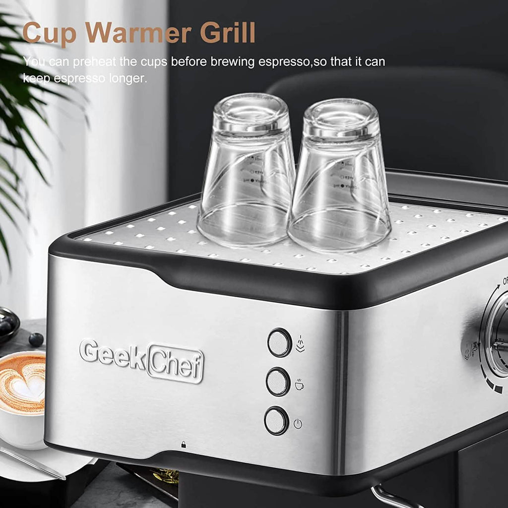 Geek Chef Espresso Machine Coffee with Milk Frother Steam Wand