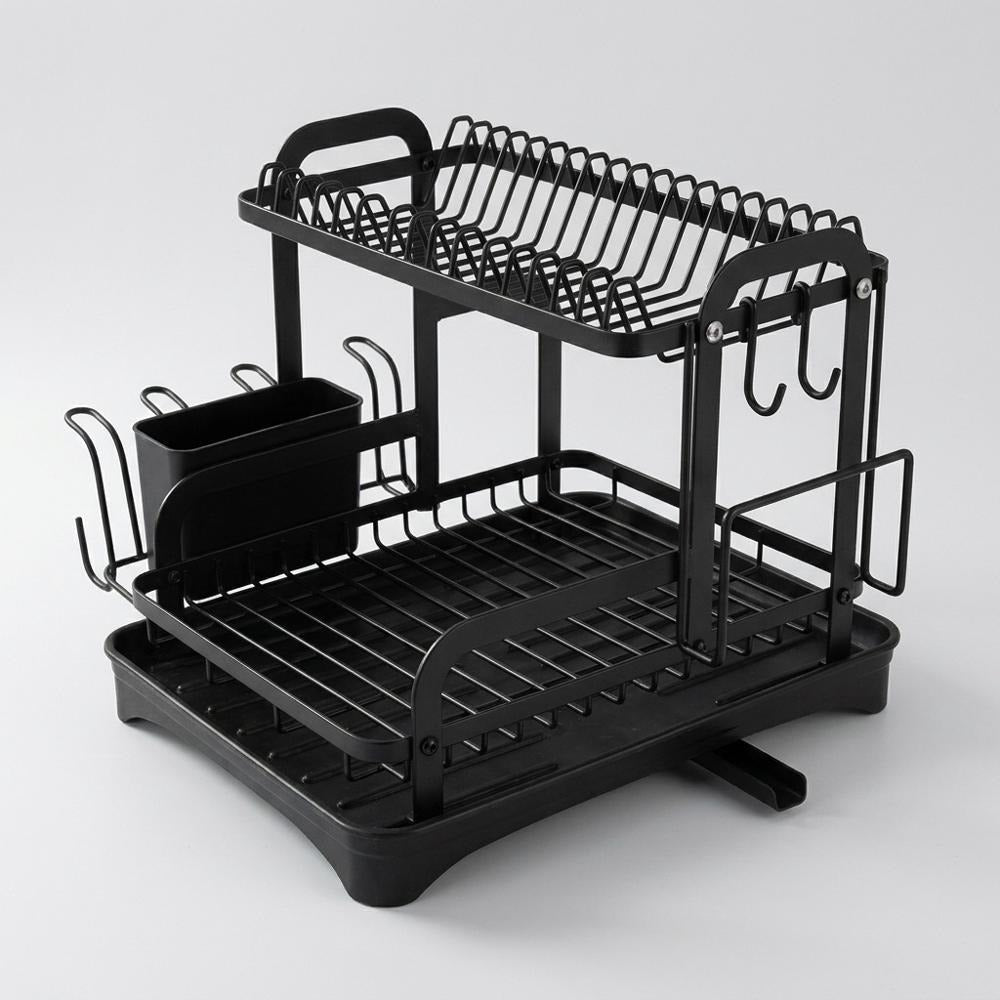 2-Tier Dish Drying Rack with Drip Tray