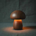 Solid Wood Mushroom Night Light
