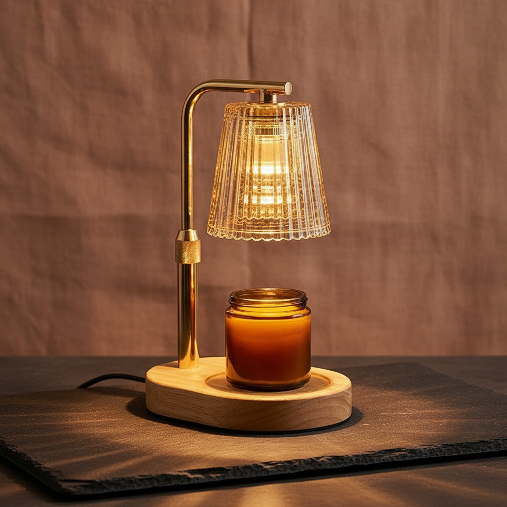 Ribbed Glass Candle Warmer Lamp
