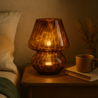 Amber Glass Mushroom Table Lamp