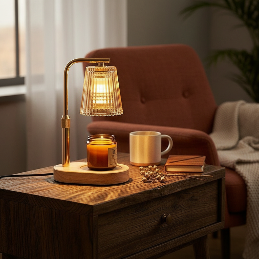 Ribbed Glass Candle Warmer Lamp