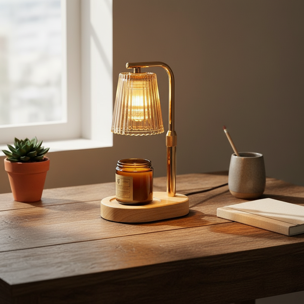 Ribbed Glass Candle Warmer Lamp