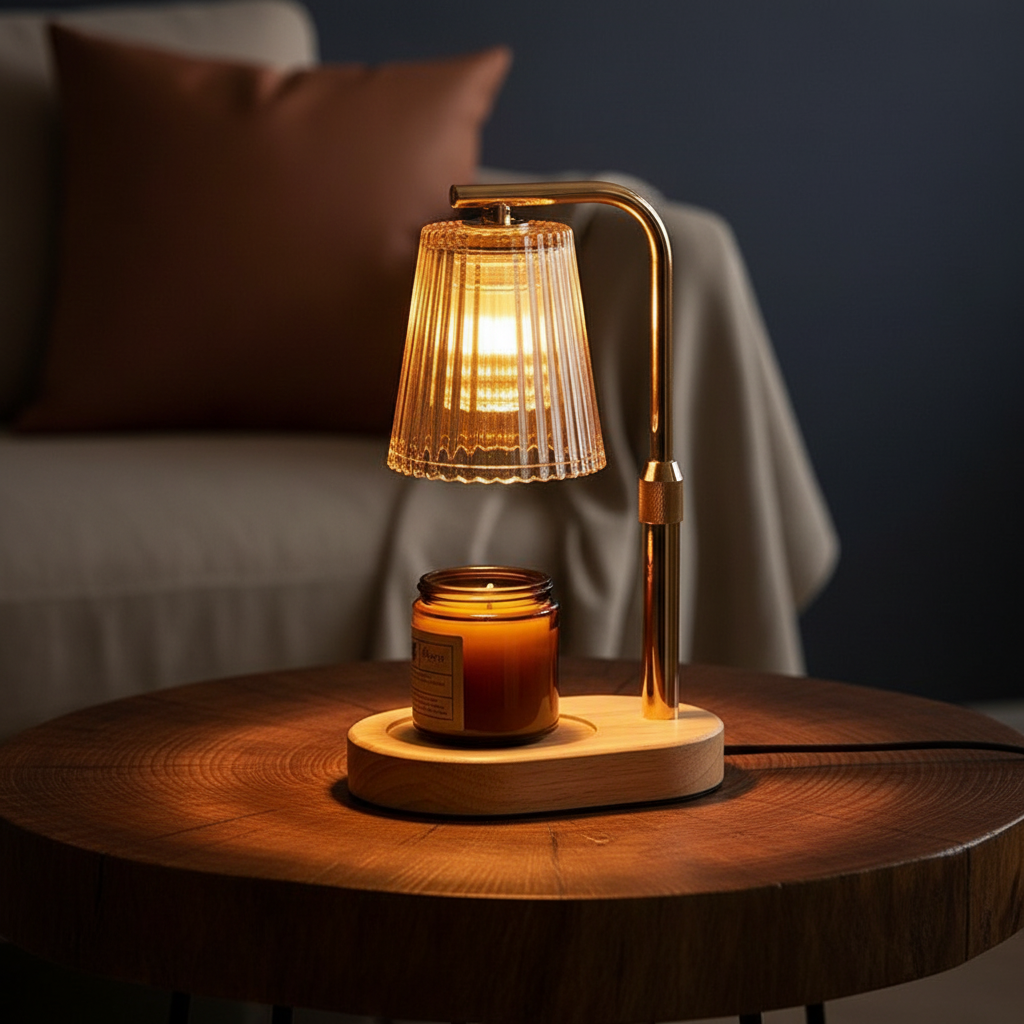 Ribbed Glass Candle Warmer Lamp
