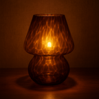 Amber Glass Mushroom Table Lamp