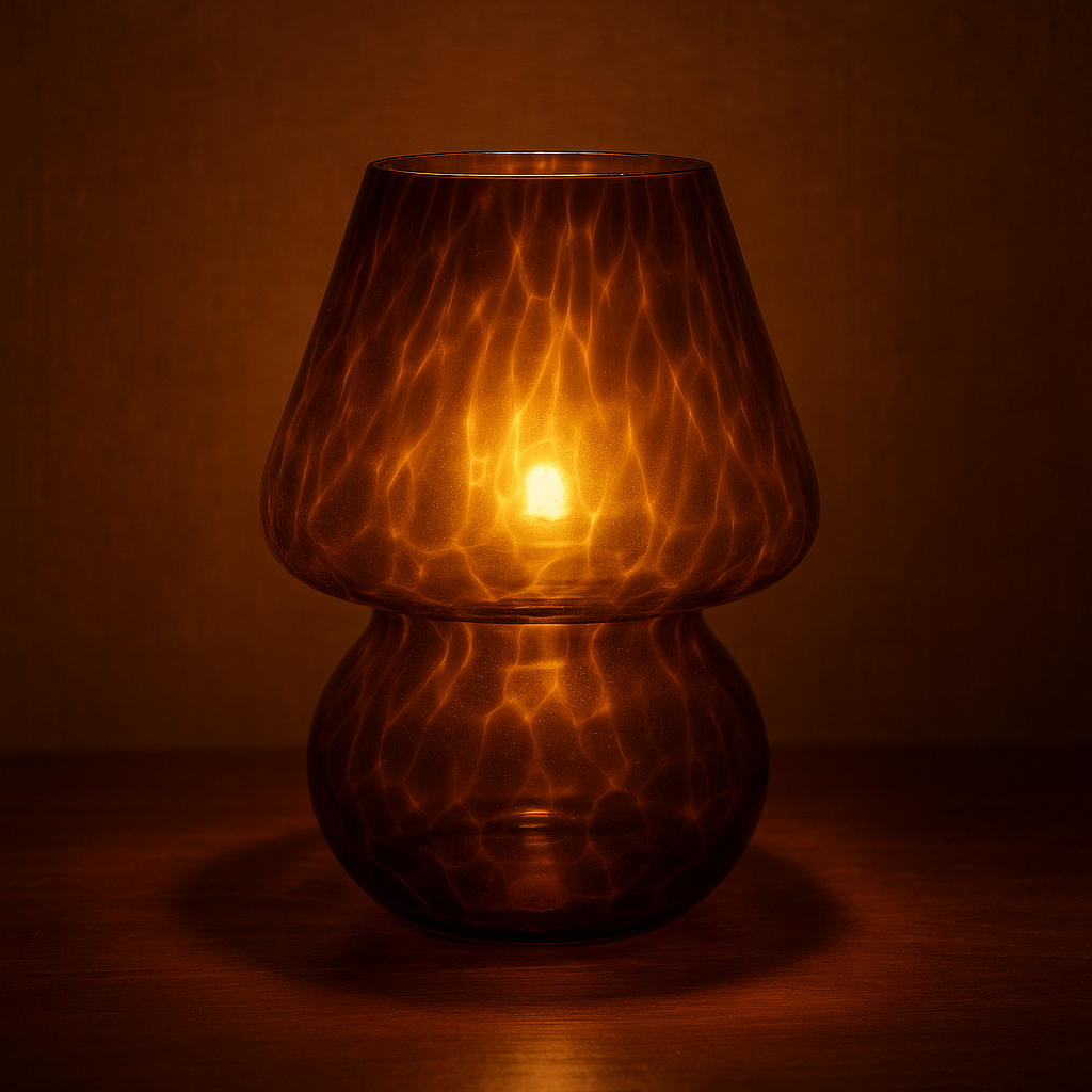 Amber Glass Mushroom Table Lamp