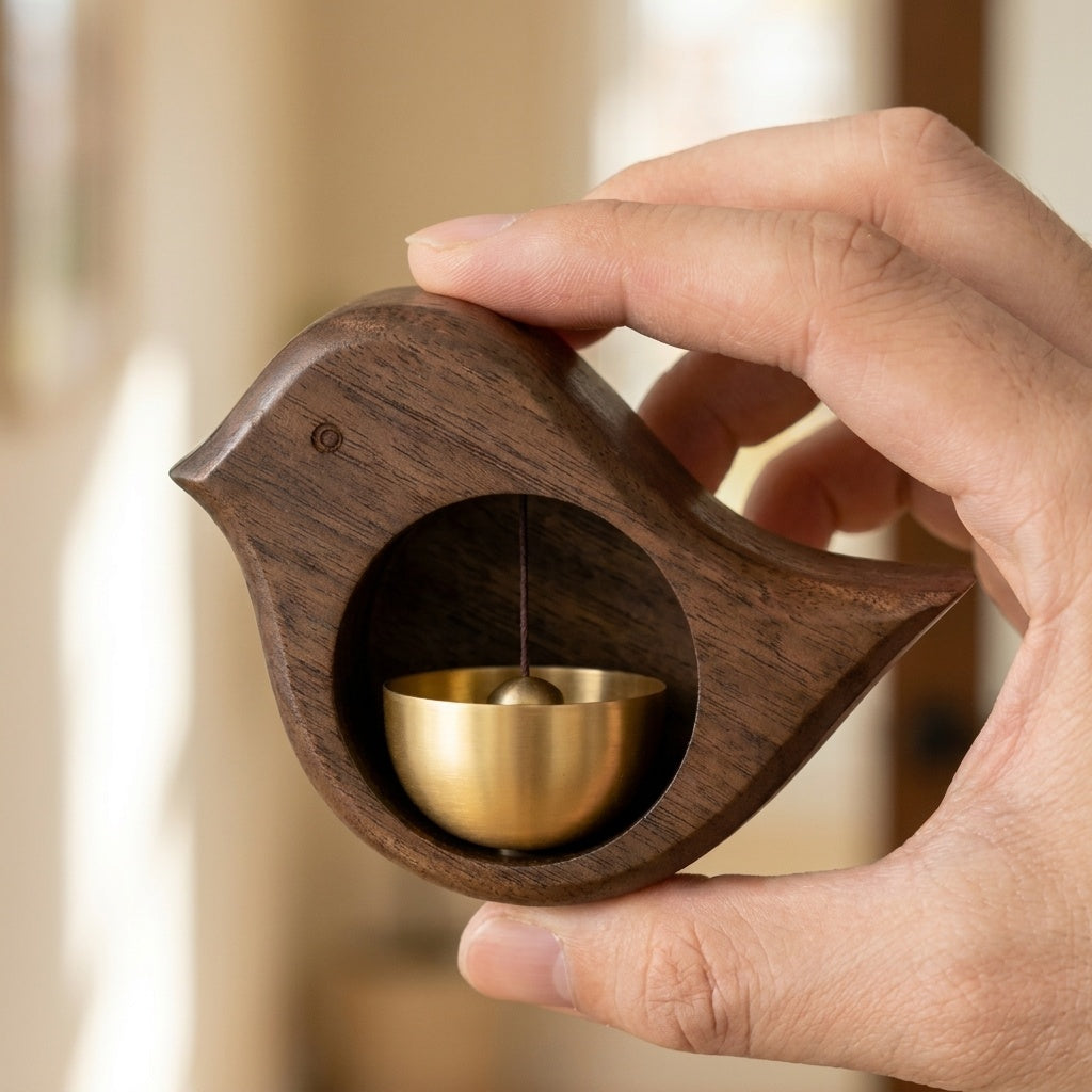 Walnut Door Chime with Brass Bell
