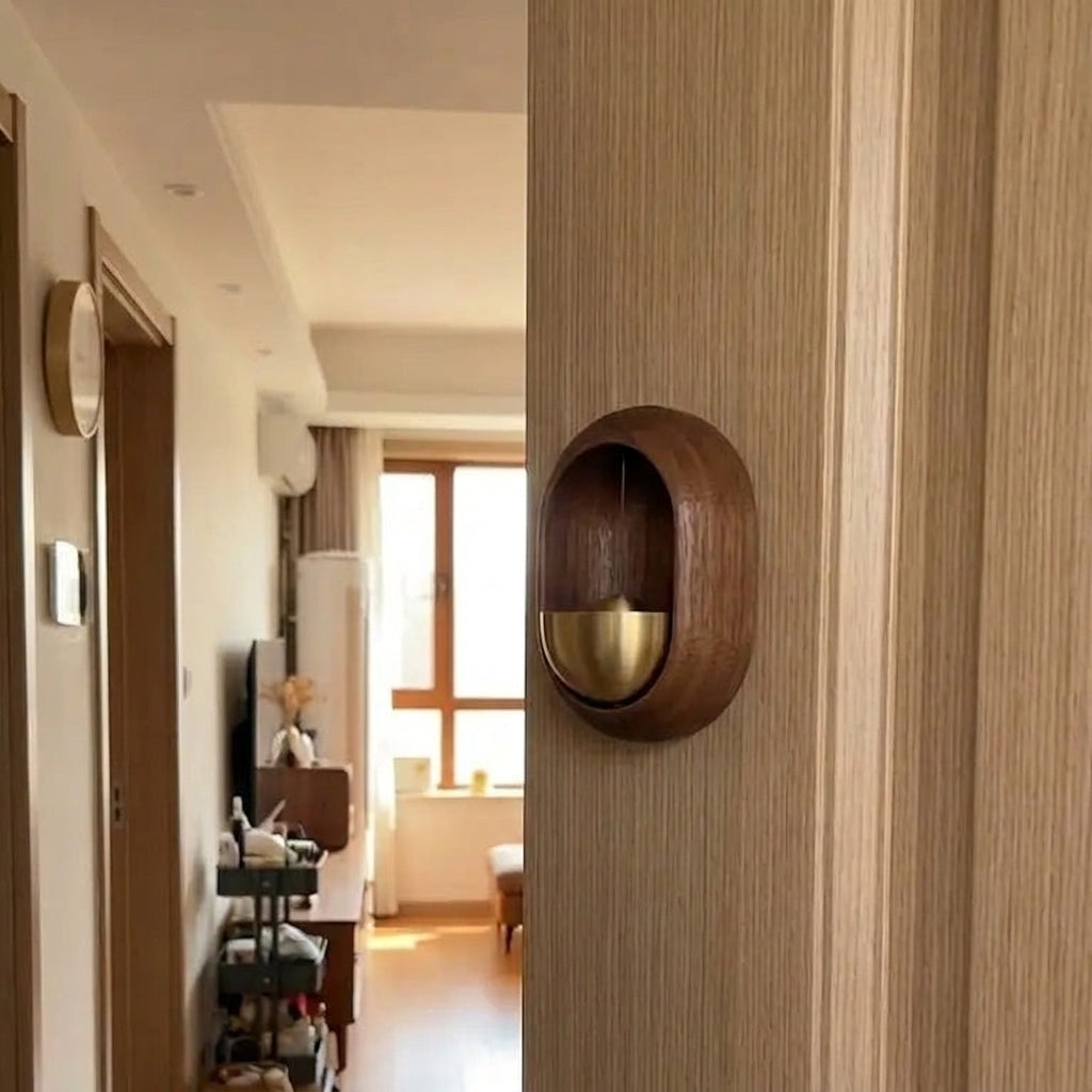 Walnut Door Chime with Brass Bell