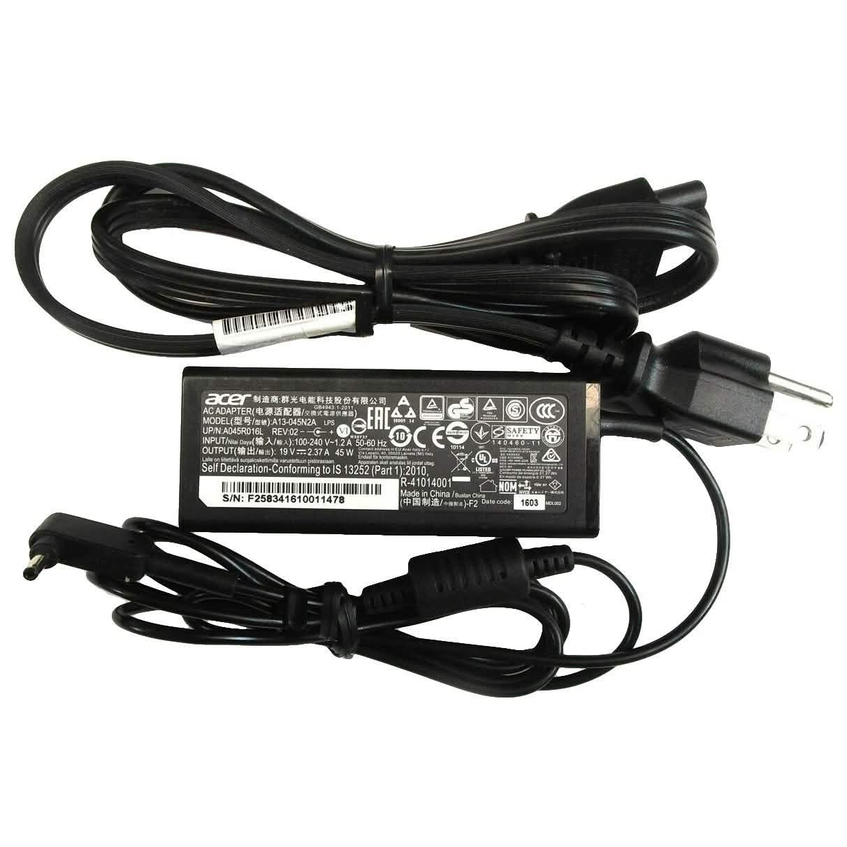 Acer Genuine Laptop Charger AC Power Adapter A13-045N2A A045R016L 3.0mm Tip 45W