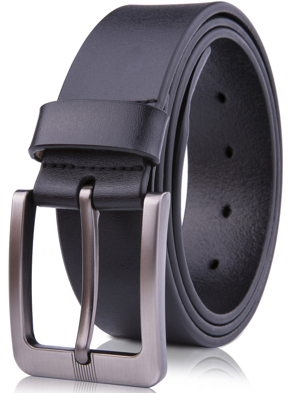 Genuine Leather Belt for Men – Brushed Nickel Buckle, 1.5" Strap