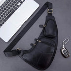 Genuine Leather Chest Bag For Men Leather Shoulder Bag Personality Messenger Bag  Casual Bag