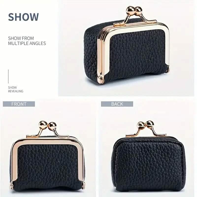 Genuine Leather Vintage-Inspired Coin Purse with Kiss Lock