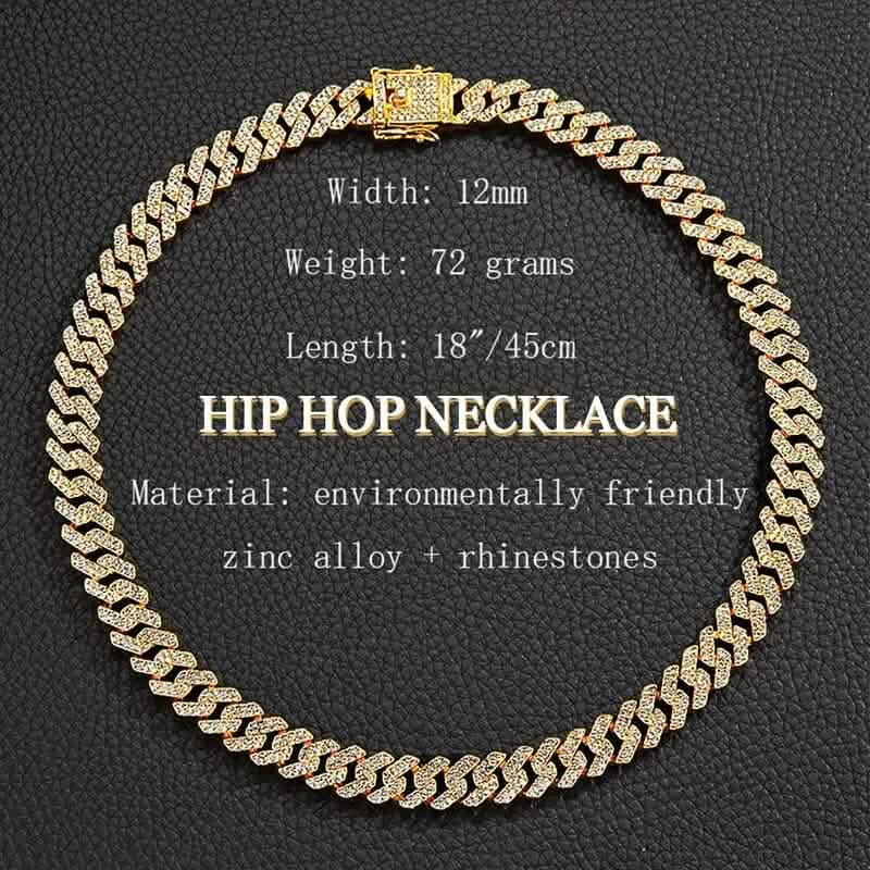 Geometric Bling Hip-Hop Cuban Chain Neckiace