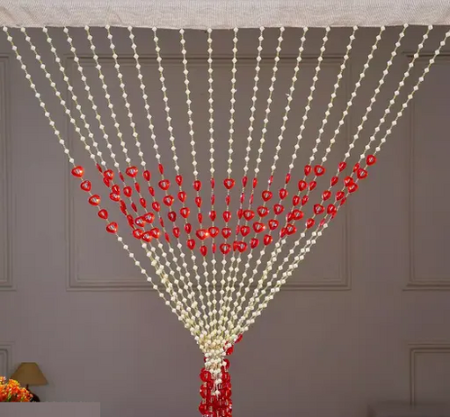 Pvc Fancy Sparkling Striped Heart Beads String Full Door Curtain For
