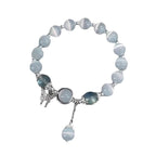 Glass Cat Eye Stone Beaded Bracelet with Butterfly Charm